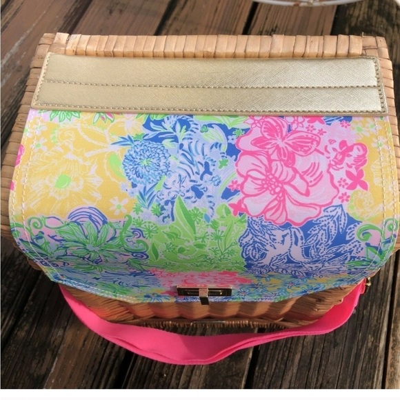 NWOT Lilly Pulitzer Wicker Wine Picnic Basket - Picture 8 of 8